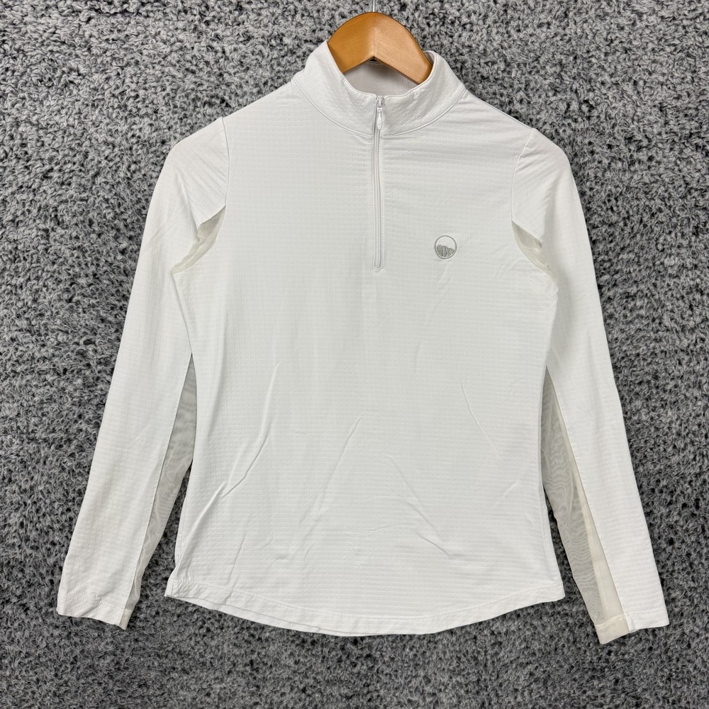 IBKUL Shirt Womens XS White 1/4 Zip Mock Neck Golf Sun Top Stretch Mesh Active